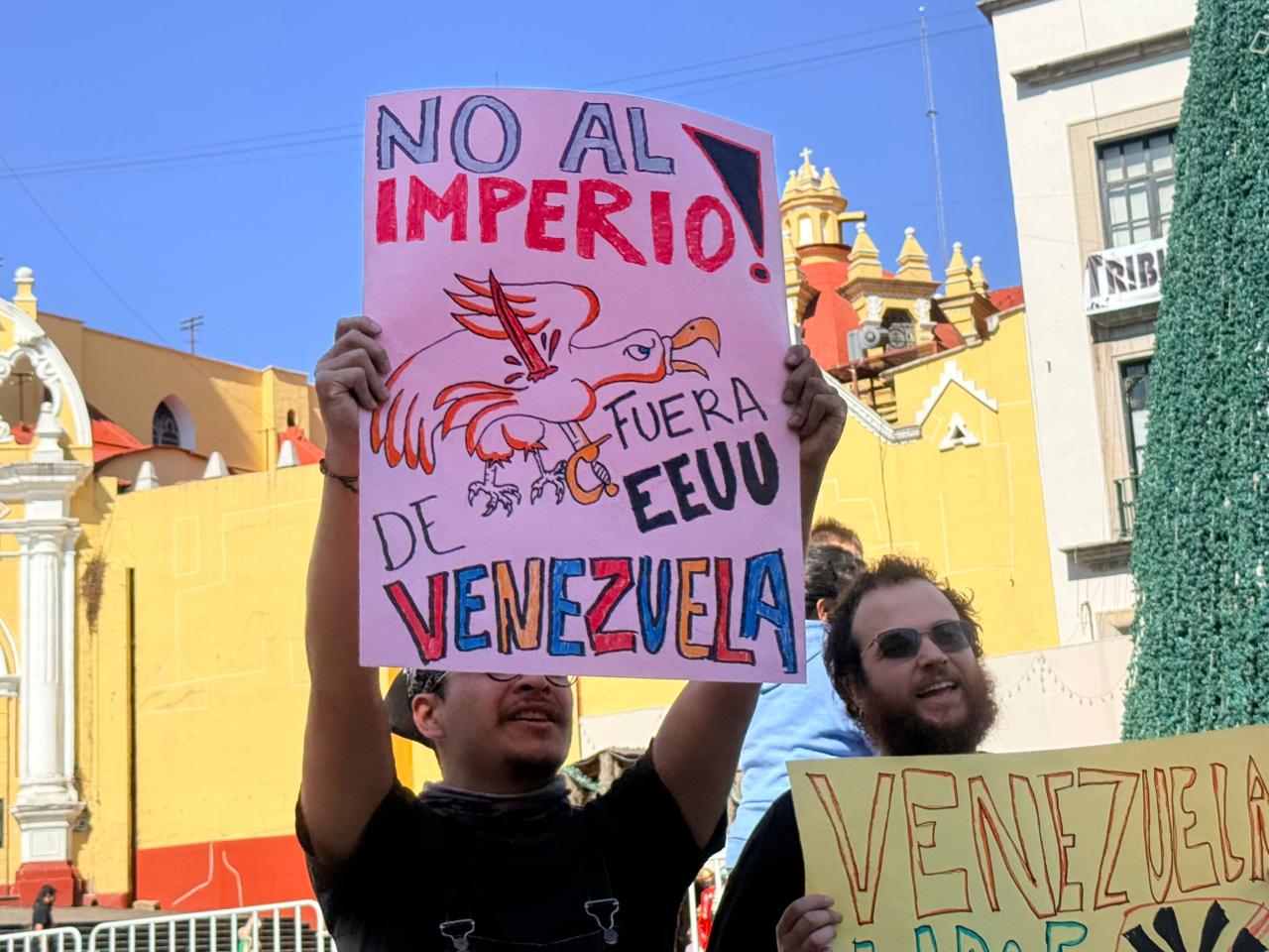 Protestas en Xalapa contra la intervención americana en Venezuela.