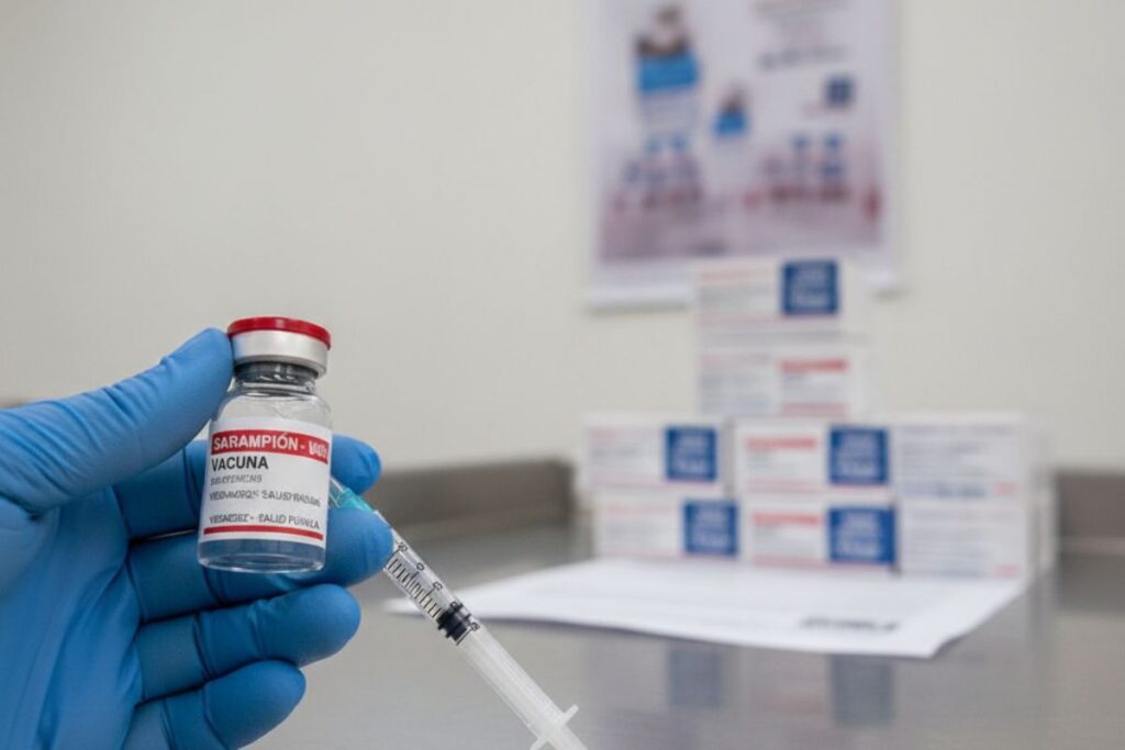 Brigada médica aplica vacuna contra sarampión a menor en Veracruz