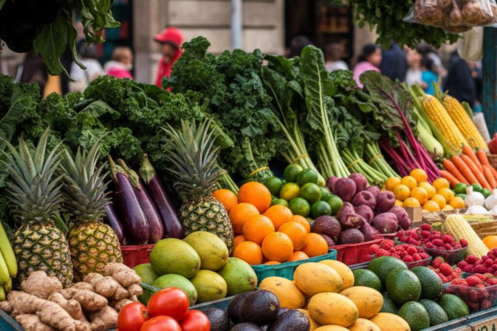 Venta de frutas y verduras en mercado de Veracruz con aumento en precios por inflación en febrero de 2026.