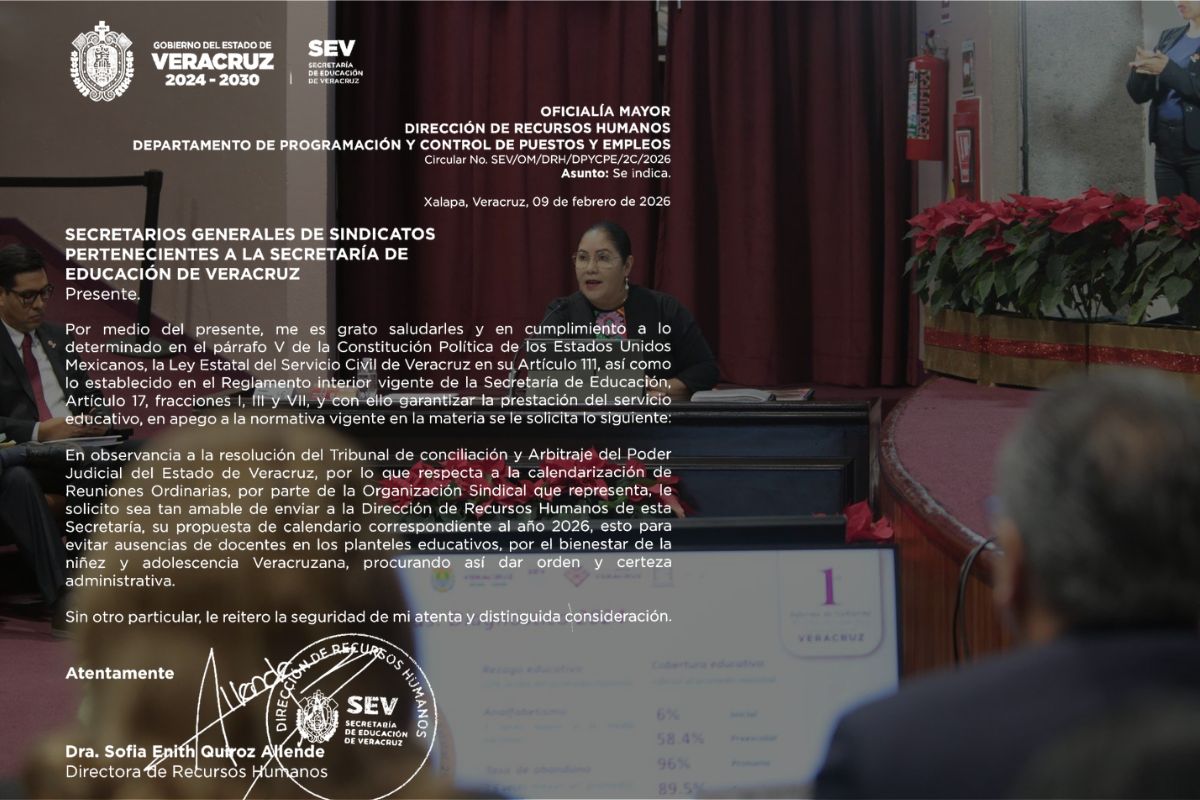 SEV solicita calendarización de asambleas sindicales en Veracruz.