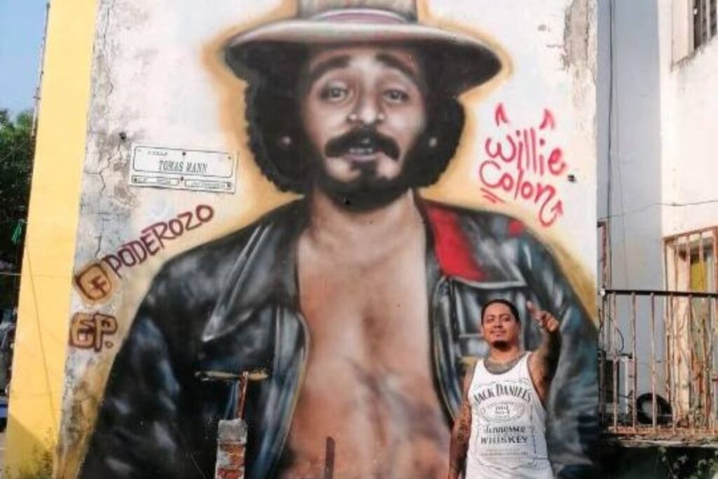Mural de Willie Colón en Veracruz pintado por el artista urbano Poderozo.