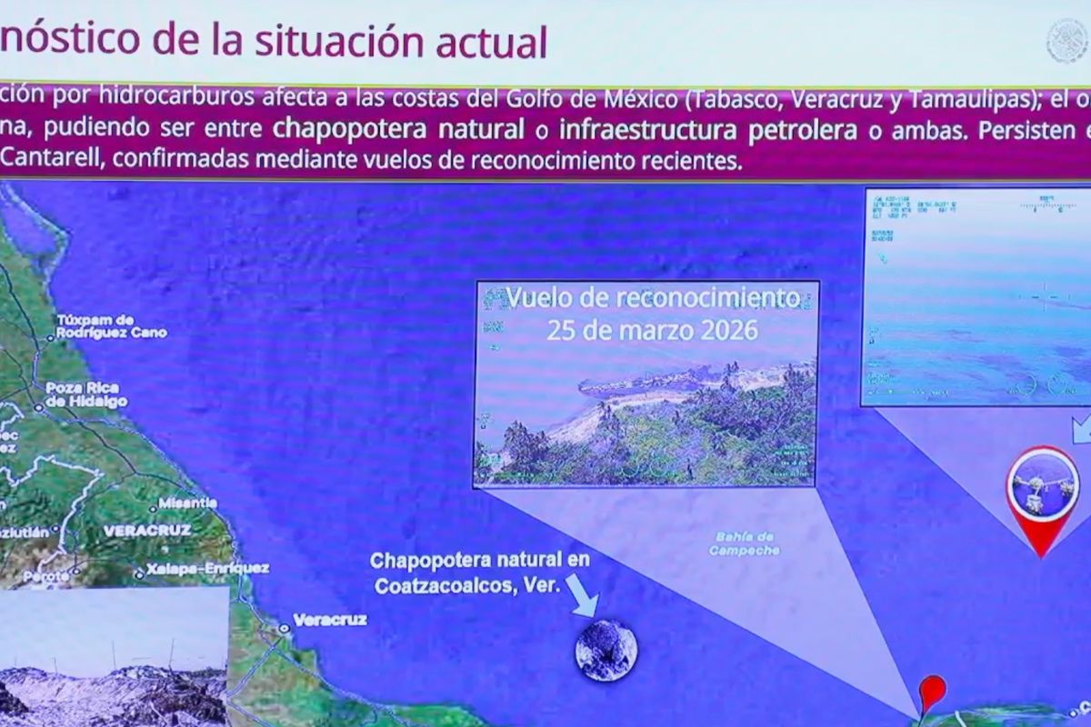 derrame de hidrocarburos en costas de Veracruz con origen en buque y emanaciones naturales.