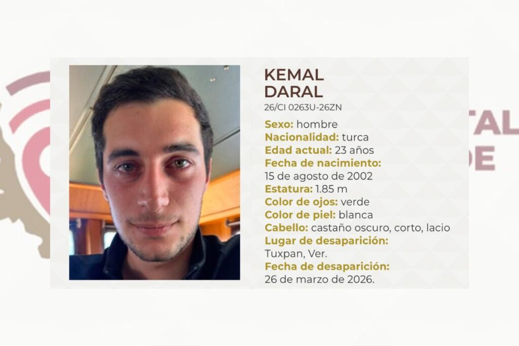 ficha de búsqueda Kemal Daral desaparecido Tuxpan Veracruz