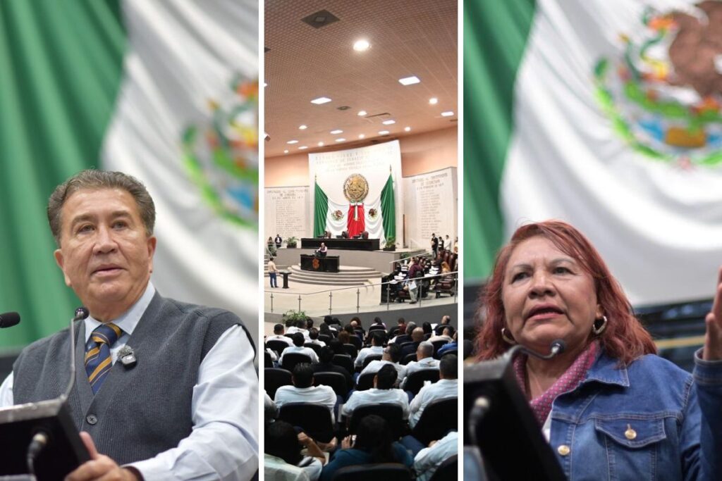 Héctor Yunes y diputada de Morena durante debate en Congreso de Veracruz con intercambio de acusaciones