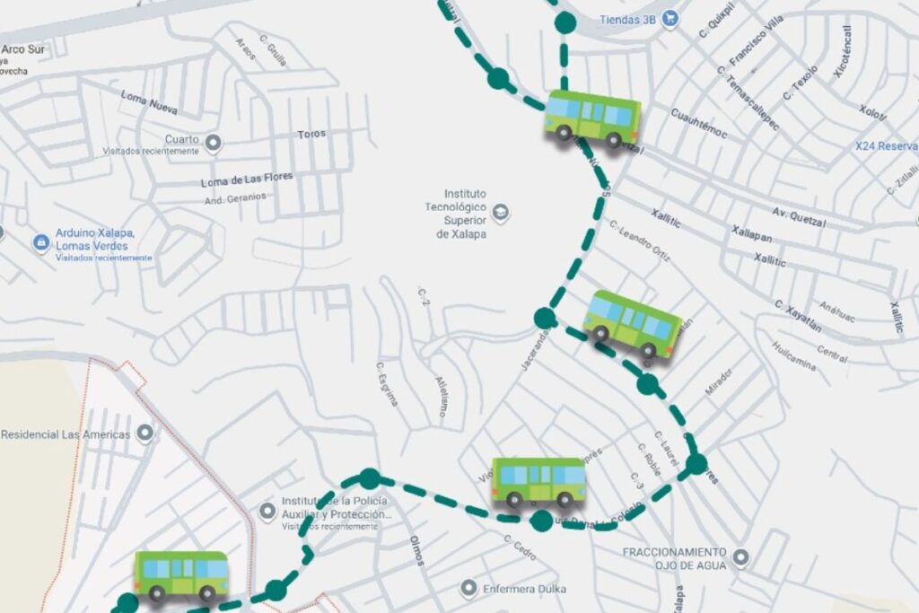 Ruta temporal del Servicio Urbano de Xalapa tras el socavón en Las Fuentes y cierre del bulevar Gaspar Yanga.