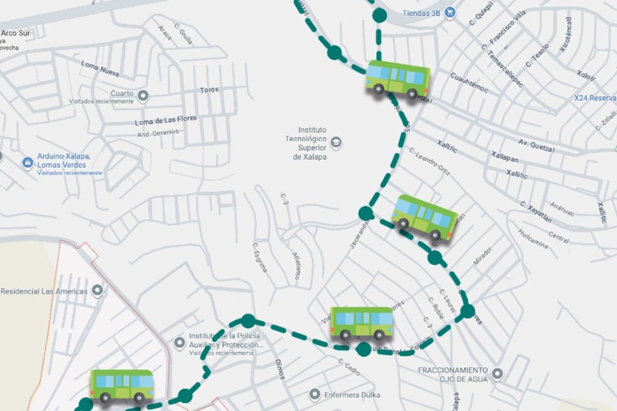 Ruta temporal del Servicio Urbano de Xalapa tras el socavón en Las Fuentes y cierre del bulevar Gaspar Yanga.