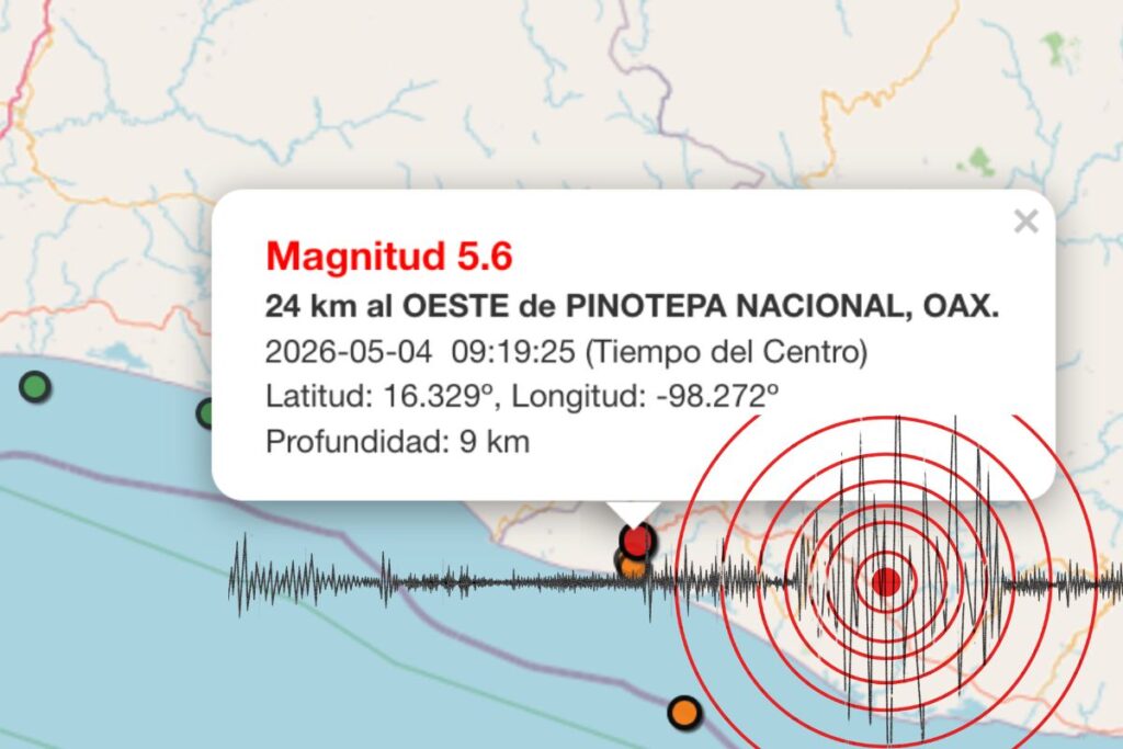Sismos en Oaxaca magnitud 5.6 percibido en Veracruz sin daños.