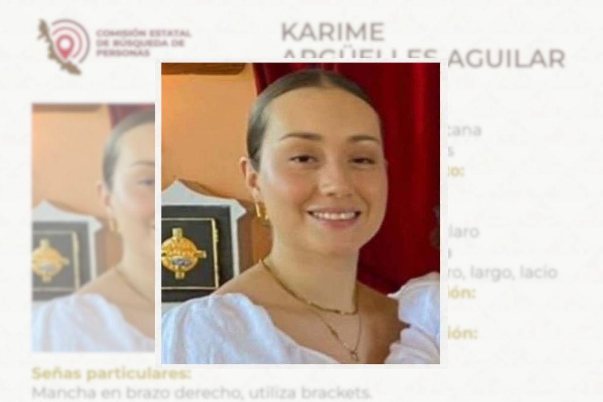 Ficha de búsqueda de Karime Argüelles Aguilar, ex jefa de la Oficina de Hacienda en Poza Rica, desaparecida desde el 12 de junio de 2026.