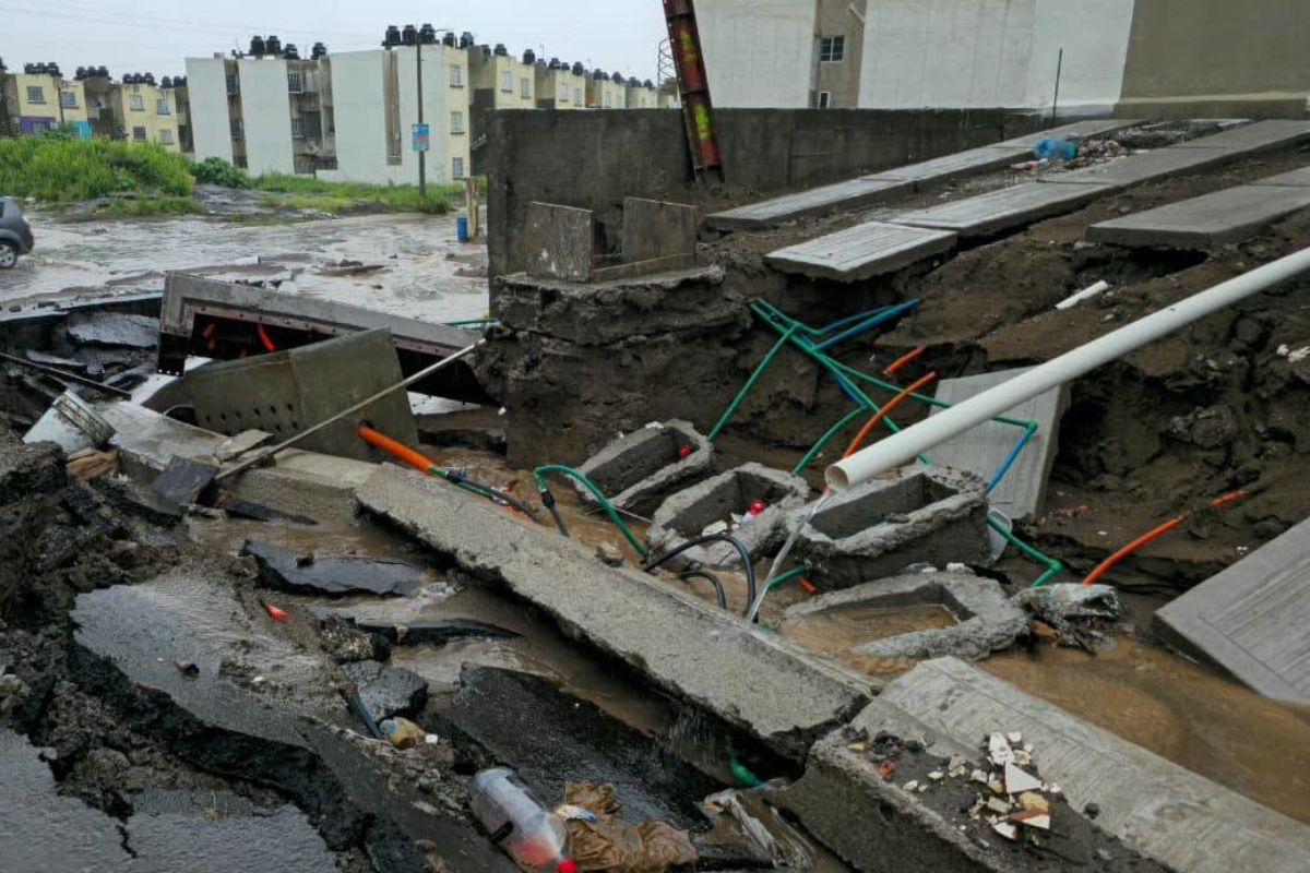 Casas del Bienestar en Bosques de Río Medio, Veracruz, con afectaciones tras las lluvias de este miércoles.