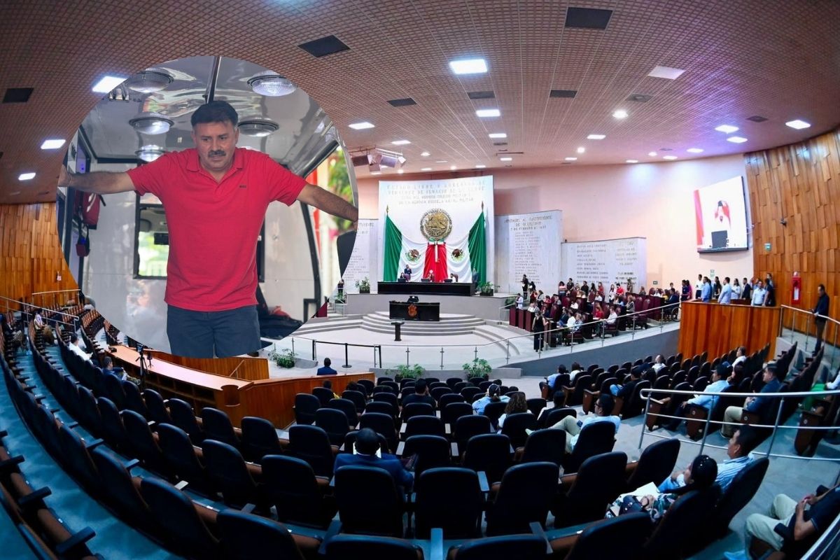 Rodolfo Martínez Valdez, abogado defensor de Bertín Bravo Montero, declara ante medios tras la audiencia en el Congreso de Veracruz.