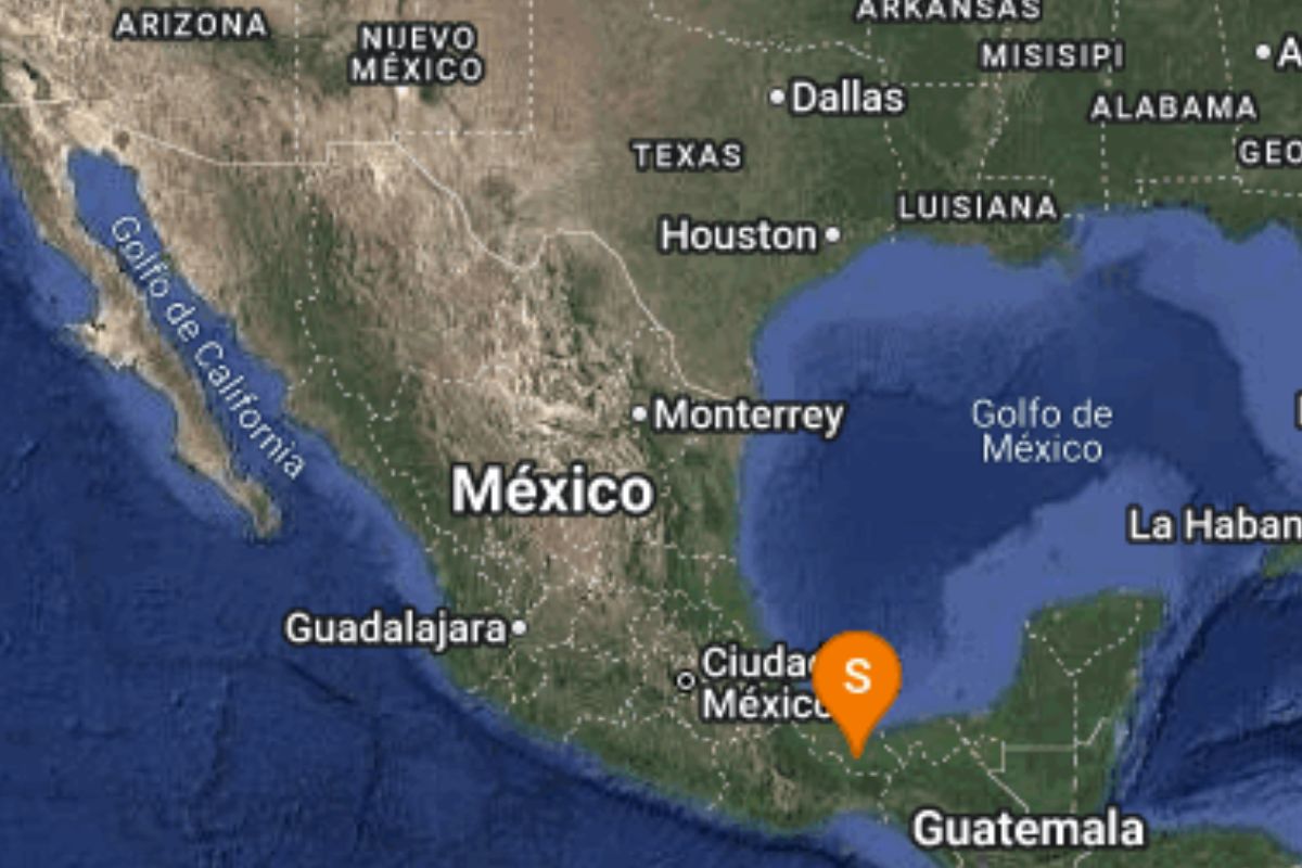 Mapa del epicentro del sismo de magnitud 4.8 en Sayula de Alemán, Veracruz, según el SSN.