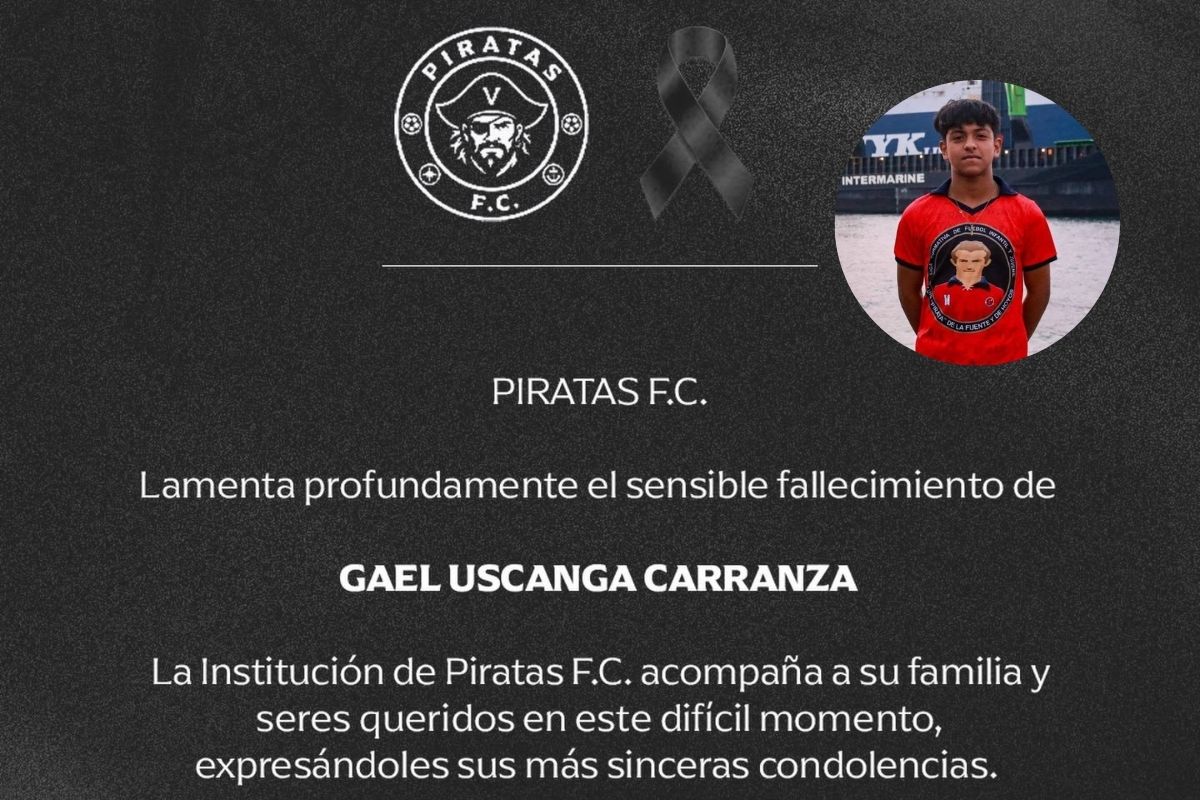 Piratas FC, comunicado oficial sobre el fallecimiento de Gael Uscanga Carranza.