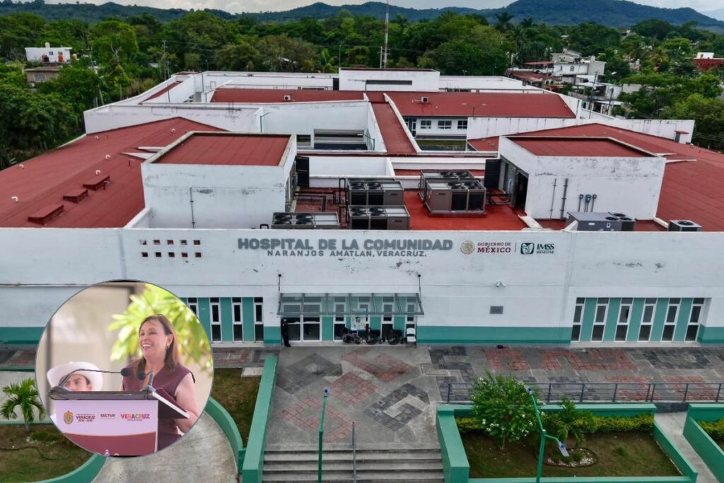 Gobernadora Rocío Nahle durante una visita a un hospital de la red IMSS-Bienestar en Veracruz.