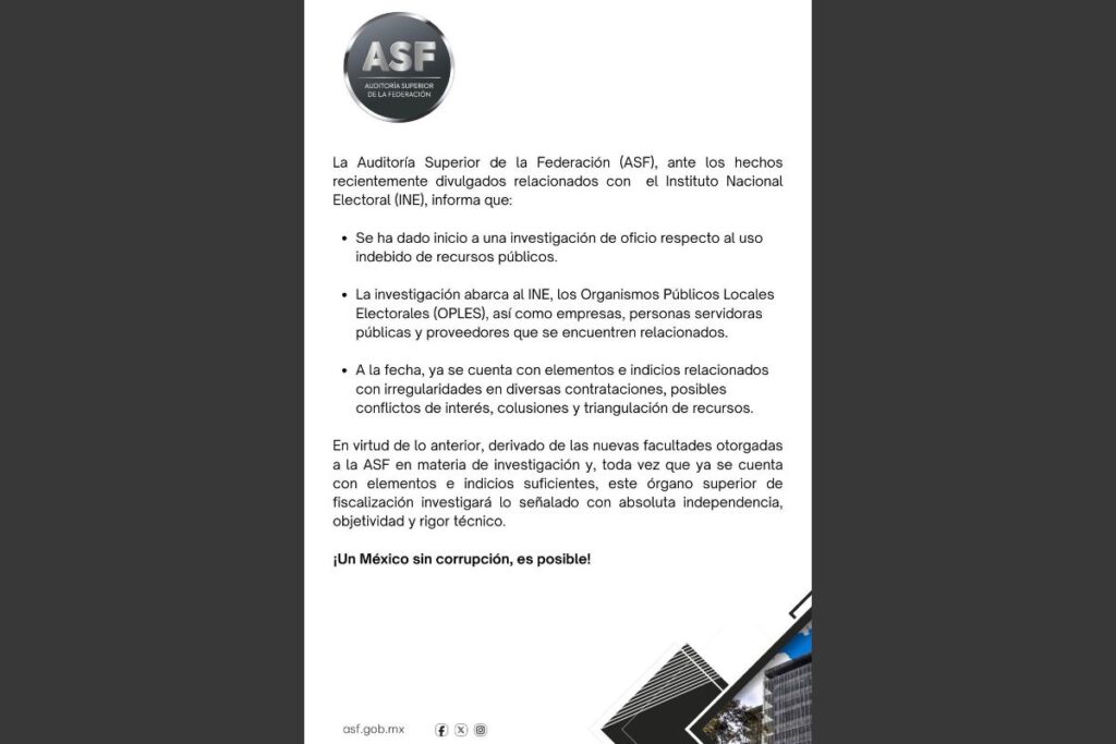 Instalaciones de la Auditoría Superior de la Federación (ASF), que investiga al INE y a los OPLE de los estados