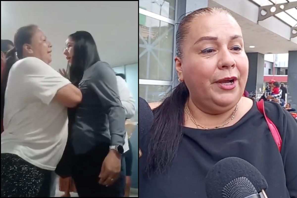 Cora de Jesús Rodríguez, vocera de madres de niños con cáncer, habla con reporteros afuera del Hospital de Alta Especialidad de Veracruz.