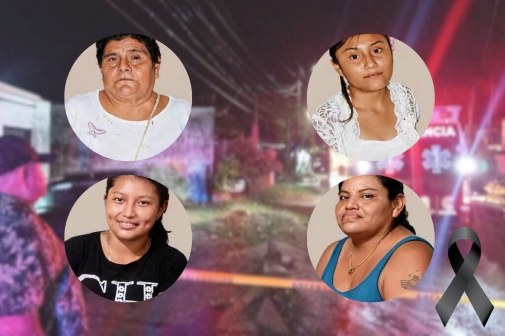 Retratos de las cuatro mujeres de una misma familia que murieron bajo una barda en Villa Allende, Coatzacoalcos
