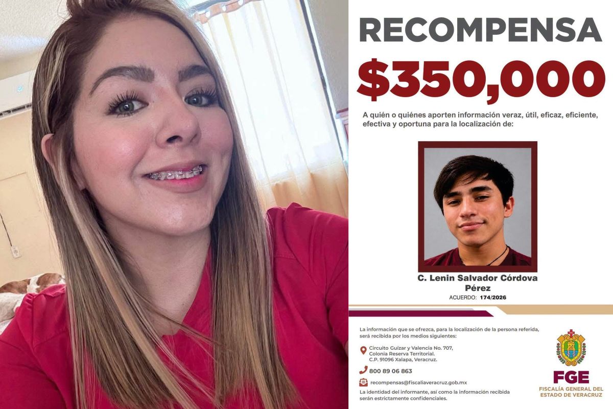 Cartel de recompensa de la FGE de Veracruz por Lenin Salvador Córdova Pérez