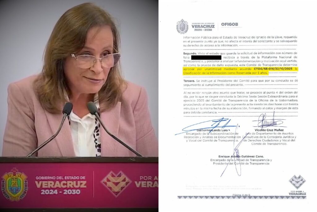 Acta del Comité de Transparencia de la Oficina de la Gobernadora con el acuerdo que reserva la información por cinco años.
