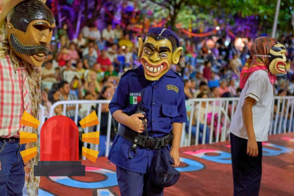 Comparsa de enmascarados en el Xantolo de Tempoal, Veracruz, donde la SSP reforzará la seguridad
