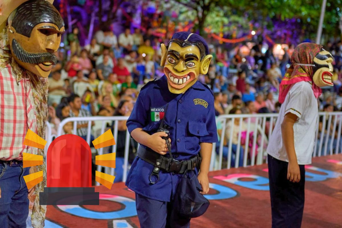 Comparsa de enmascarados en el Xantolo de Tempoal, Veracruz, donde la SSP reforzará la seguridad